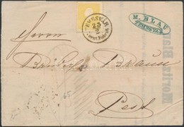 1858 2kr II. Típus Levélen / On Cover 'TEMESVÁR / Vorsrt. Fabrik' - 'PESTH / Früh' - Other & Unclassified