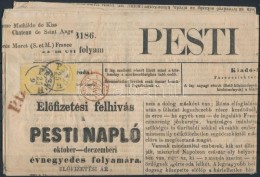 1858 2x2kr  II. Típus Pesti Napló Teljes újságon Franciaországba,... - Other & Unclassified