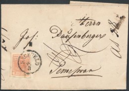 1857 3kr MP Levélen / On Cover 'HACZFELD' - Temesvár - Other & Unclassified