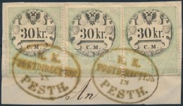 ~1854 3 Db Okmánybélyeg / 3 Fiscal Stamp 'K. K. POSTDIREKTION IN PESTH' - Other & Unclassified