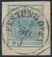 1850 9kr HP. Type I. !; Lemezhiba A 'KREUZER'-ban / Plate Flaw; 'FESTUNG OFEN' - Other & Unclassified