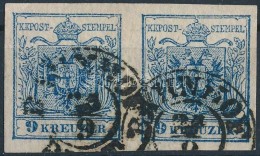 O 1850 9kr HP. Type III. Vízszintes Pár / Horizontal Pair; 'BAHNHOF / (PEST)' - Other & Unclassified