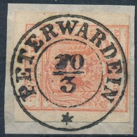 1850 3kr HP. Type II.; Lenn Lemezhiba / Plate Flaw, 'PETERWARDEIN' - Other & Unclassified