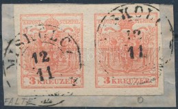 1850 3kr Vízszintes Pár / Pair HP III. Kis Papírránc / Paper Crease 'MISKOLCZ' - Other & Unclassified