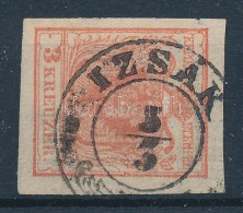 O 1850 3kr HP. Type I.; Bal Oldali Vonalon Kis Hiány, Beszakadás / Small Tear; 'IZSÁK' (Gudlin... - Other & Unclassified