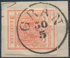 1850 3kr MP. Type III.; Lemezhiba A 'KKPOST'-ban / Plate Flaw; 'GRAN' - Other & Unclassified