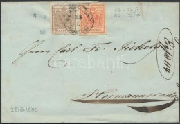 1850 3kr HP I+ 6kr HP I Levélen / On Cover 'DEBRECZEN' - 'HERRMANNSTADT' - Other & Unclassified