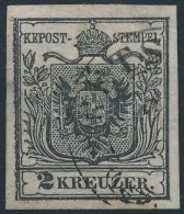 O 1850 2kr Szürkésfekete / Grayblack HP, ívszéli Nyomat.  Certificate And Signed: Uwe... - Other & Unclassified