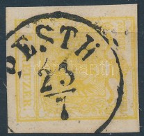 O 1850 1kr Krómsárga / Chrome Yellow MP Vastag Papír / Thick Paper 'PESTH' - Other & Unclassified