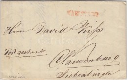 1846 Portós Levél / Unpaid Cover Piros / Red 'KARLSTADT' - Clausenburg - Other & Unclassified