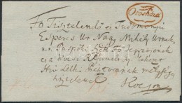 1843 Portós Levél / Unpaid Cover Piros / Red 'Orosháza' - 'PESTH' - Kocs - Other & Unclassified