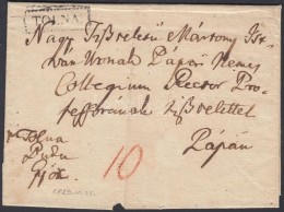 1829 Portós Levél / Unpaid Cover 'TOLNA' - Pápa - Other & Unclassified