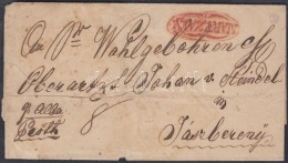 1821-1850 Portós Levél / Unpaid Cover Piros / Red 'MARTZALY' - Jászberény - Sonstige & Ohne Zuordnung