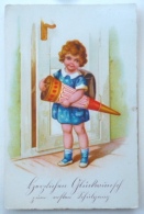 CPA Litho ALLEMAGNE Illustrateur EAS 978 JMPORT BAUMGARTEN ? ENFANT Fille Sac Ecole Cornet Voyagé 1953 Cachet Vers Bahra - Einschulung