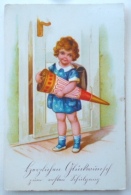 CPA Litho ALLEMAGNE Illustrateur EAS 978 JMPORT BAUMGARTEN ? ENFANT Fille Sac Ecole Cornet Voyagé 1953 Cachet Vers Bahra - Eerste Schooldag