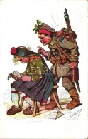 T2 Hessische Trachten, Künstlerkarte Nr. 20. Verlagsanstalt Siegfried Bächer / German Soldier, Folklore... - Non Classificati