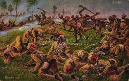 ** T2 Kampf Mit Indischen Truppen (Gurkhas) Bei Ypern / The Battle Of Ypern, Artist Signed - Non Classificati
