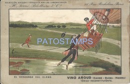 35462 ARGENTINA PUBLICITY VINO AROUD TONICO RECONSTITUYENTE & ART EL DESCENSO DEL GLOBO SPOTTED POSTAL POSTCARD - Werbepostkarten