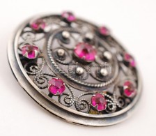 Ezüst Bross 9 Rubinnal. 14,6 G D: 45 Mm / Silver Broche With 9 Rubys 14,6 G D: 45 Mm - Other & Unclassified