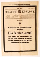 1916 A Budapesti Közlöny Rendkívüli, 269. Lapszáma (nov. 21.) Ferenc József... - Non Classés