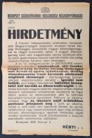 1926 BESZKART Hirdetmény Az Elszakított TerületekrÅ‘l Származó Alkalmazottak... - Unclassified