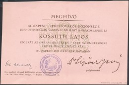 1927 Meghívó A Kossuth Szobor Avatásár Az Országház Térre.... - Unclassified