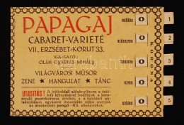 1927 Papagáj Kabaré Reklám Naptár és Mechanikus Táblázat... - Non Classés