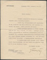 1932 Gömbös Gyula Miniszterelnök Aláírt Levele Dr. Tarányi Ferenc Vas... - Unclassified