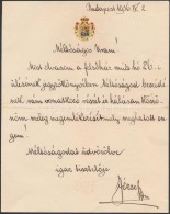 1924 József FÅ‘herceg Címerével ékesített, Saját Kézzel írt... - Unclassified