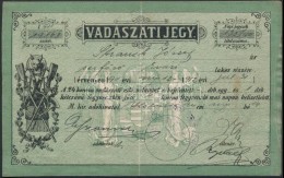 1911 Vadászati Jegy 24K Adófizetéssel Kolozsváron Kiállítva / Hunter... - Unclassified