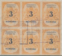 O 1898 Budapest Anyakönyvi Bélyeg 3K Hatostömb (150.000) / Budapest Registry Fee Stamp 3K Block Of... - Unclassified