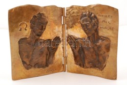 Varga Imre (1923-): Ismerd Meg Magad. Bronz Diptichon  Jelzett, 18×13 Cm - Other & Unclassified