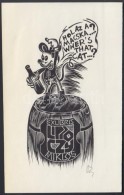 Vecserka Zsolt (1941) Ex Libris. Népviseletes Miki-egér. Fametszet, Jelzett.  / Mickey Mouse In... - Other & Unclassified