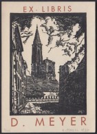 Daniel Meyer (1908-1993): Ex Libris D. Meyer. Linó, Papír, Jelzett, 11×8 Cm - Other & Unclassified