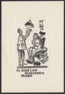 Frank Alpresa (1900-1970): Ex Libris Muro. Linó, Papír, Jelzett, 9×5 Cm - Autres & Non Classés