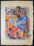 Tóth ErnÅ‘ (1949-): Család 1966. Akvarell, Papír, Jelzett, 33×24 Cm - Autres & Non Classés
