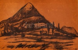 Tihanyi Lajos (1885 -1938): Tóti -hegy, Litho, Papír, Jelzett, üvegezett Keretben, 18x27cm - Other & Unclassified