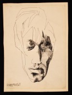 Hornyánszky Gyula (1924-1995): Andy Warhol. Tus, Papír, Jelzett, 24×17 Cm - Other & Unclassified