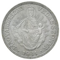 1931. 2P Ag 'Madonna' (10,04g) T:2 / 
Hungary 1931. 2 PengÅ‘ Ag 'Madonna' (10,04g) C:XF
Adamo P7 - Non Classés