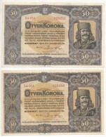 1920. 50K 'Orell Füssli Zürich' (2x) SorszámkövetÅ‘k T:I / 
Hungary 1920. 50 Korona 'Orell... - Unclassified