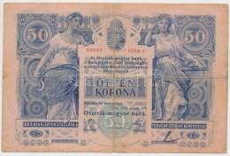 1902. 50K Felülbélyegzés Nélkül T:III,III- Fo., Szakadás, Firka /
Hungary... - Non Classés