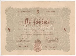 1848. 5Ft 'Kossuth Bankó' Barna T:II Kis Vágáshiba  /
Hungary 1848. 5 Forint Brown C:XF Small... - Non Classés