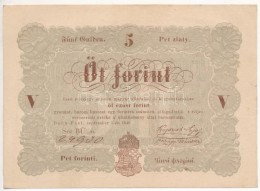 1848. 5Ft 'Kossuth Bankó' Barna T:II Kis Vágáshiba  /
Hungary 1848. 5 Forint Brown C:XF Small... - Unclassified