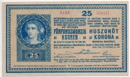 1918. 25K '3132' 3,5mm Hullámos Hátlappal T:II,II- Szép Papír / 
Hungary 1918. 25... - Ohne Zuordnung