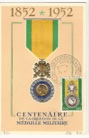 ALGERIE - 1952 - CARTE MAXIMUM Du CENTENAIRE De La MEDAILLE MILITAIRE - Tarjetas – Máxima