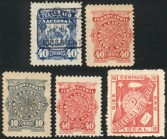 Small Lot Of 4 Telegraph Stamps + Local Reprint Of Tierra Del Fuego - Collezioni & Lotti