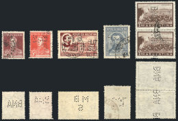 4 Used Stamps + 1 Pair, All With Interesting Commercial PERFINS, VF Quality! - Collections, Lots & Séries