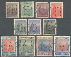 GJ.339 + Other Values, 11 Stamps Of The Plowman Issue With Bulk Mail Cancellation (perforated), Fine General... - Autres & Non Classés