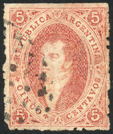 GJ.28, 6th Printing Perforated, Dun-red, Handsome Example With Dotted Cancel - Oblitérés