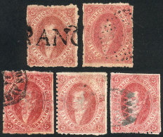 GJ.25, 4th Printing, 5 Examples With Different Shades And Cancels, VF General Quality! - Used Stamps